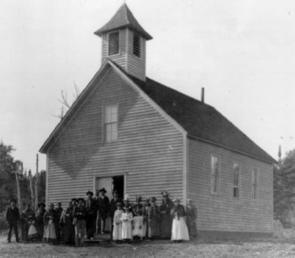 The St. Francis Xavier Church in Chippewa City, photo courtesy of the Cook County Historical Society.